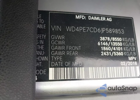 2018 Mercedes-Benz Sprinter 2500 z USA, uszkodzony, nr VIN WD4PE7CD6JP589853